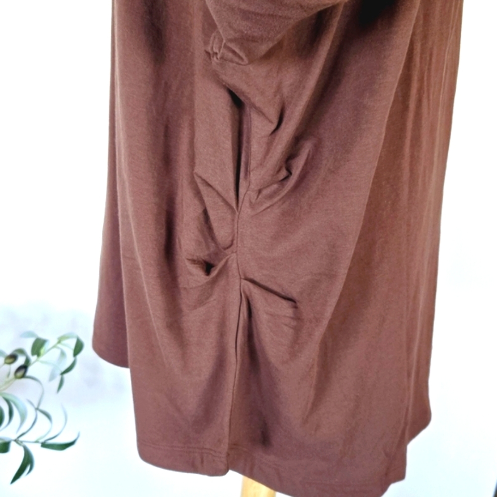🏷️Athleta Outbound V Neck Top Long Sleeve Chocolate Brown Cotton Size 3X - Picture 7 of 10